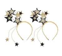 ABOOFAN Cerchietto Stelle Glitterate 2 Pezzi Fascia per Chioma a Forma di Stella Paillettes Accessori per Ragazze per Feste di Compleanno e Capodanno Fascia Chioma Decorativa Nera Oro