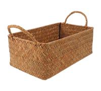 ABOOFAN Cesto Organizer Intrecciato in Alga Marina, Rettangolare Aperto | Design Rustico Boho, per Trucchi e Articoli da Bagno, Uso su Piano e Scrivania