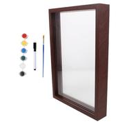 ABOOFAN Cornice per Impronte delle Mani Marrone 4 Lastre Acriliche | MDF e Vetro Acrilico, e Chiodi senza Tracce Inclusi Pittura, per Ricordo Creativo e Attività di Gruppo