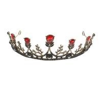 ABOOFAN Coroncina da Sposa in Lega con Pietre Rosse, Accessorio Chioma Elegante e Vintage per Feste e Matrimoni, Decorazione Brillante per Chioma da Sposa