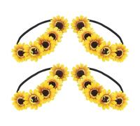 ABOOFAN Fascia per Chioma Corona di Girasoli Elastica 4 Pezzi Copricapo Floreale da Donna per Feste Matrimoni Foto e Costumi Hawaiani Accessori Regolabili per Eventi e Addio al