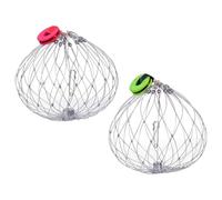 ABOOFAN Gabbietta per Granchi in Filo d'Acciaio Peso e Pinza per Esca, 2 Pezzi, Trappola Automatica per Pesca di Granchi in Laghi e Fiumi, Colore Argento Colore Casuale