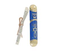 ABOOFAN Mezuzah Ebraica in Metallo Dorato per Porta Esterna Rotolo Religioso Compatto con Design Antico e Fori Laterali Decorazione Sacra per Casa e Ingresso