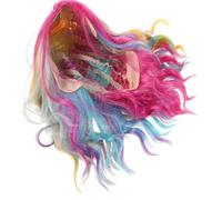ABOOFAN Parrucca Corta Riccia in Capelli Sintetici Color Arcobaleno per Donne e Ragazze Adatta per Cosplay e Feste di Halloween Stile Ondulato Easy Maintenance