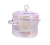 ABOOFAN Pentola Di Stufato Pentole Per Piani Ad Induzione Caldaia Casseruola a Forma Di Cuore Lattina Ciotole Di Minestra Annata Retrò Salsa Pentola Di Granito Zuppa Cucina Bicchiere Rosa