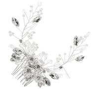 ABOOFAN Pettine Sposa con Strass Brillanti Accessorio Capelli Elegante per Acconciature da Sposa e Damigelle Pettine per Capelli da Cerimonia Design Artistico Flessibile e Lucentezza