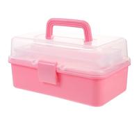 ABOOFAN Porta Cosmetici Portatile in Plastica Rosa con Ampio Scomparto Organizer Multiuso per Casa Ufficio e Viaggio Box Leggero e Resistente per Medicinali Gioielli e Piccoli Oggetti