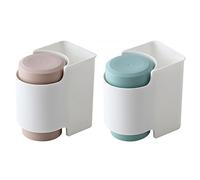 ABOOFAN Porta Spazzolini e Portabicchieri Senza Foratura Supporto da Parete per Spazzolini e Bicchieri in Colore Rosa e Blu per Bagno