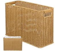 ABOOFAN Portariviste intrecciato, in finto rattan, cestino in vimini di plastica, cestino per libri, contenitori per riporre oggetti da bagno, casa, ufficio, scrivania e documenti