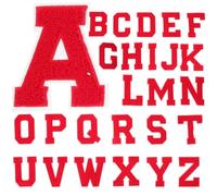 ABOOFAN Set 26 Toppe Termoadesive Lettere Ricamate Bianche Filo Rosso Toppe Decorative per Cappelli e Cappotti Accessori per Abbigliamento Fai da Te Riparazione e Personalizzazione