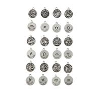 ABOOFAN Set 4 Ciondoli Argento a Forma Rotonda a Tema Segni Zodiacali, 12 Pezzi per Gioielli Fai da Te, Accessori Creativi per Collane e Braccialetti DIY
