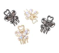 ABOOFAN Set 4 Fermagli per Chioma a Farfalla in Metallo Strass Glitterati Mini Mollette Piccole per Frange e Ciocche Ribelli Accessori Decorativi Vintage per Donna Adatti per Styling