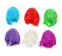 ABOOFAN Set 6 Pezzi Parrucche Colorate Bobo Corte Lisce Retina Elastica Per Donne e Ragazze Per Feste Cosplay Eventi Vacanze Teatro