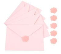 ABOOFAN Set da 5 Buste Rosa per Lettere e Biglietti D’Invito Adesivi Sigillanti Carta Spesso Spessa per Inviti Matrimonio Compleanni e Festività Buste per Biglietti di Benedizione