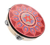 ABOOFAN Tamburello Mano in Legno con Sonagli Singoli Strumento Musicale Percussione per Adulti Tamburello Portatile per Danza Performance e Collaborazioni Musicali