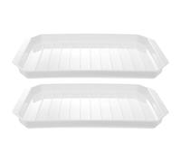 ABOOFAN Teglia per Microonde per Bacon, 2 Pezzi, Plastico, Bianco | Scola Grasso e Cottura senza Sporco, per Cucina, Adatta a Bacon e Uova, Set da Due Pezzi