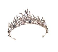 ABOOFAN Tiara da Sposa Perle Barocche Nere Corona da Matrimonio Leggera e Anti-Scolorimento Fascia per Chioma da Compleanno Comoda e Elegante per Cerimonie e Fidanzamenti