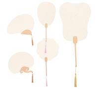 ABOOFAN Ventagli Rotondi Cinesi Fai da Te in Carta di Riso Struttura in Legno, Set da 5 Pezzi per Pittura e Disegno Creativo, e Progetti Artistici a Scuola a Casa Colore Colore Casuale