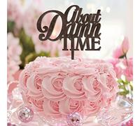 About Damn Time Mr And Mrs Wedding Cake Topper personalizzato in legno divertente coppia topper per torta per anniversario di matrimonio forniture per feste di addio al nubilato regali legno