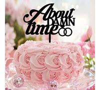 About Damn Time Mr & Mrs Cake Toppers Personalizzato Romance Sposa e sposo Topper per torta per addio al nubilato Bomboniere Regali di nozze per coppia Acrilico Nero