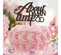 About Damn Time - Topper per torta nuziale in legno marrone Mr & Mrs, decorazione per torta nuziale e sposo in stile retrò, per matrimoni, feste nuziali, regali di fidanzamento per coppia