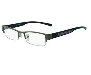 About Eyes G135 Harvey Strength Plus 3.50 Black Half Frame with Black/ Grey Temples Reading Glasses by About Eyes
