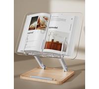 Aboutool - Supporto regolabile con base girevole a 360°, Leggio e clip per pagina, pieghevole, per libri di cucina, spartiti, laptop, ricette, libri di testo, mani libere, alluminio