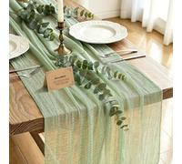 aboveBED 85 cm x 300 cm, mussola per formaggio, runner da tavolo, colore verde eucalipto, bohémien, lavabile, per matrimoni, compleanni, comunioni, battesimi, feste, San Valentino, Natale e Capodanno