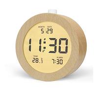 aboveClock Sveglia Digitale, Sveglia da Comodino in Legno con Temperatura, data, Sveglia Alimentata a Batteria, Orologio digitale con Retroilluminazione, Funzione Snooze【3×AAA Batterie Richieste】