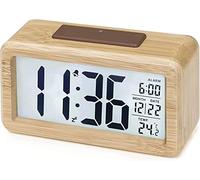aboveClock Sveglia Digitale, Sveglia Mattina LCD Orologio Digitale con Display Data, Temperatura, Funzione Snooze, Orologio Digitale Alimentato a Batteria【3 Batterie AAA Necessarie】(bambù)