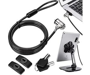 AboveTEK Lucchetto per Laptop, Lucchetto di Sicurezza con Cavo per Tablet, Kit di Bloccaggio per iPad in Acciaio Resistente a 2 Chiavi per iPhone/Mobile/Notebook/Computer/Monitor/Mac/Laptop