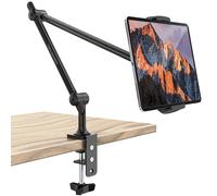 AboveTEK Premium Supporto per Tablet, Supporto per iPad in Alluminio, con Braccio Regolabile e Morsetto, da Scrivania e Letto, con Rotazione a 360°, Compatibile con Dispositivo da 4,7"-13,5" - Nero
