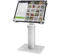 AboveTEK Supporto Chiosco Antifurto per iPad,Rotazione 360° e Altezza Regolabile 21-34 cm, Acciaio e Alluminio Resistente,per Tablet da 9.7"-13",Supporto di Sicurezza POS per Uso Commerciale-Argento