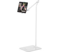 AboveTEK Supporto da Pavimento per Tablet, Elegante Supporto iPad Regolabile, Porta Tablet e Telefono in Alluminio con Rotazione a 360° per Divano e Letto per iPad Pro Air Mini da 4,7"-13,5" (Bianco)