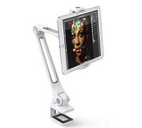 AboveTEK Supporto per iPad/Tablet a Braccio Lungo, Supporto Girevole a 360 ° e con Staffa Morsetti per culla Dispositivi da 4-11 Pollici per Cucina/Comodino/Scrivania da Ufficio/Display Vetrina