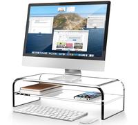 AboveTEK Supporto per Monitor a 2 Ripiani in Acrilico, per Casa, Ufficio, Supporto per Monitor Trasparente per Tastiera 48 x 22 x 14cm