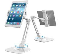 AboveTEK Supporto per Tablet in Alluminio, Con Rotazione a 360°, Compatibile con Tablet e Telefoni da 4 a 11 Pollici, Struttura Professionale e Robusta, Ideale per Negozi, Uffici e Showroom (Bianco)