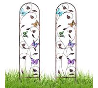 aboxoo Set di 2 graticci da giardino in metallo a forma di farfalla, per piante rampicanti, decorazioni per esterni, per patio, giardino, prato, cortile, staffe da parete, 152 cm di altezza x 27 cm di