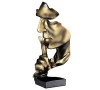 aboxoo, Statua con pensatore, Silence is Gold, statuetta di arte astratta moderna, sculture in resina per la casa, oggetti decorativi per pianoforte, decorazione da scrivania per stanza creativa