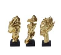 aboxoo Statue del pensatore, 3 pezzi, tema: il silenzio è d’oro, non sento il male, non vedo il male, non dico il male, arte astratta, statuette decorative in resina, moderne, per soggiorno, casa