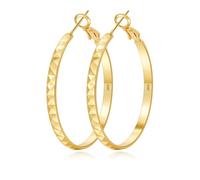 ABPBA 3 mm Orecchini a Cerchio Oro, Design Semplice Leggeri Ipoallergenici Placcati in Oros 14k Cerchi Orecchini Donna, Grandi Orecchinis Donna Cerchio Oro per San Valentino, Natale, Compleanno (50MM)