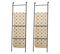 ABQ - Confezione da 2 scalette porta asciugamani da esterno per piscina, supporto decorativo in metallo per soggiorno bagno, nero