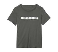 Abracadabra - Tipografia Parola Divertente Maglietta, Donna Plus-Size, Asfalto, 3X