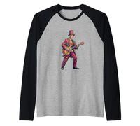 Abraham Lincoln Abe Lincoln Suonare Chitarra Acquerello Arte Maglia con Maniche Raglan