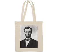 Abraham Lincoln American Picture Bianco e Nero Immagine Naturale Cotone Tote Bag Bianco