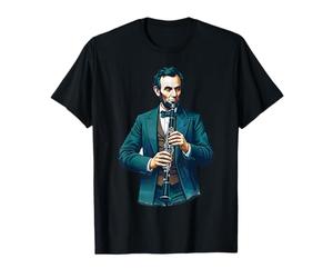 Abraham Lincoln Clarinetto Musicista Pop Art Ritratto Maglietta