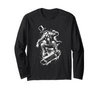 Abraham Lincoln Skateboarder Ollie Graphic Maglia a Manica