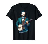 Abraham Lincoln Suonare Il Banjo Pop Art Maglietta