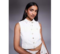 Abrand Jeans - Day Tripper - Gilet in denim bianco con bottoni sul davanti M