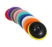 Abrasive Polishing Pads 100mm | Wet Grinding Discs for Granite / Marble / Concrete | 50 - 3000 Grit with Standard Thread | 8 Pads + Adhesive Disc | Extended Use & No Discoloration